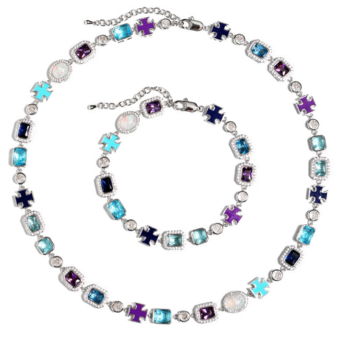 Blue Multi Gemstone Motif Set