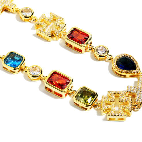 Multi Gemstone Cross Set