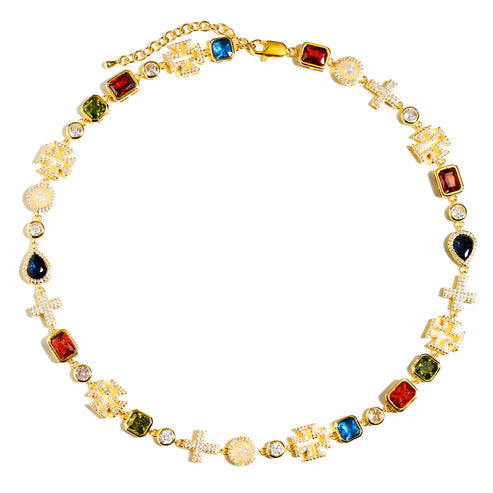Multi Gemstone Cross Set