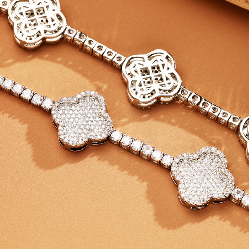 3mm Iced Out Four Leaf šTennis Chain