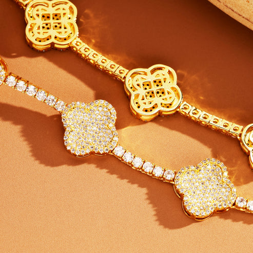 3mm Iced Out Four Leaf šTennis Chain