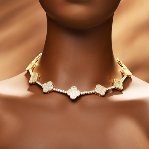 3mm Iced Out Four Leaf šTennis Chain