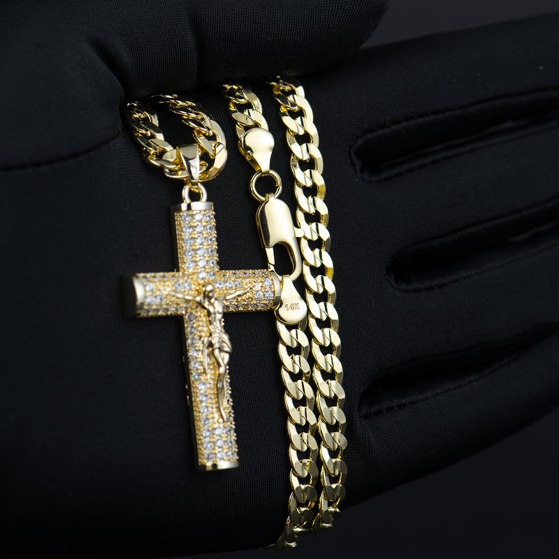 14K Gold-Plated Jesus Christ Crucifix Necklace