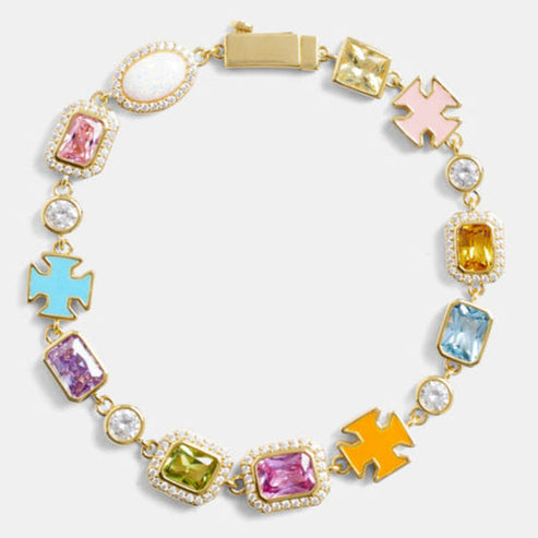 Pink Multi Gemstone Motif Bracelet