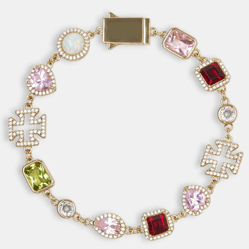Romantic Pink Multi - Gemstone Heart Cuff