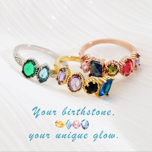 Personalized Multi-Gem Birthstone Emerald Ring