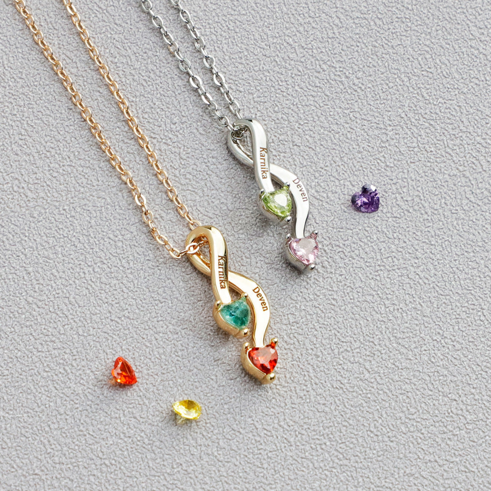 Customed Names Necklace With Birthstone