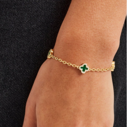Collier Rolo en pierres précieuses avec motif en émail vert 