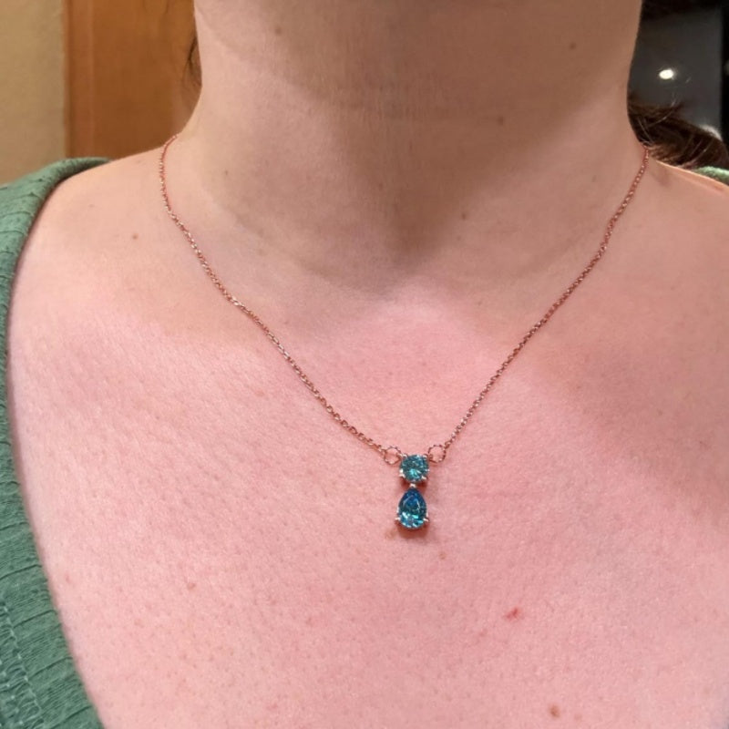 Personalized Two Birthstone Pendant Necklace