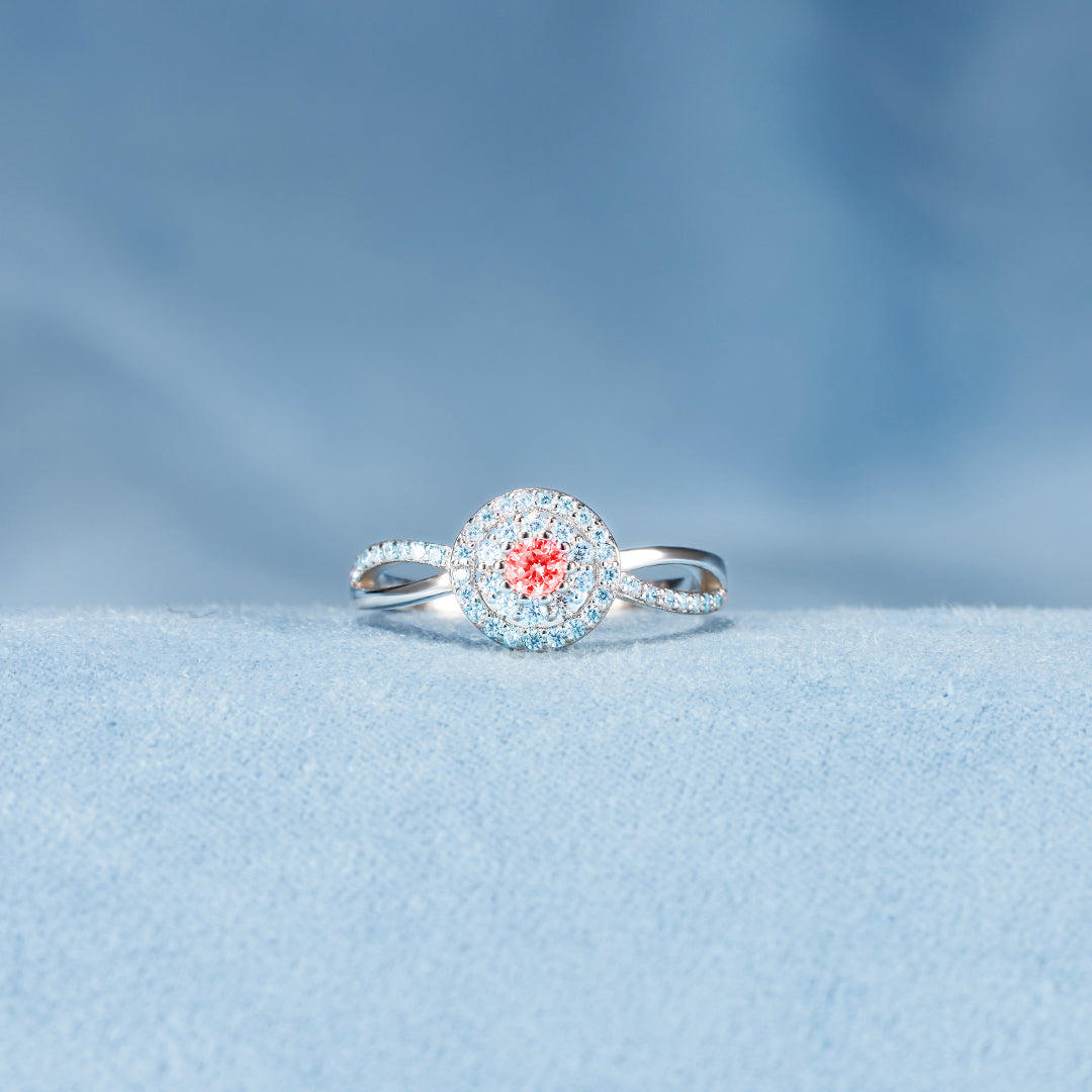 Bague avec pierre de naissance bicolore 