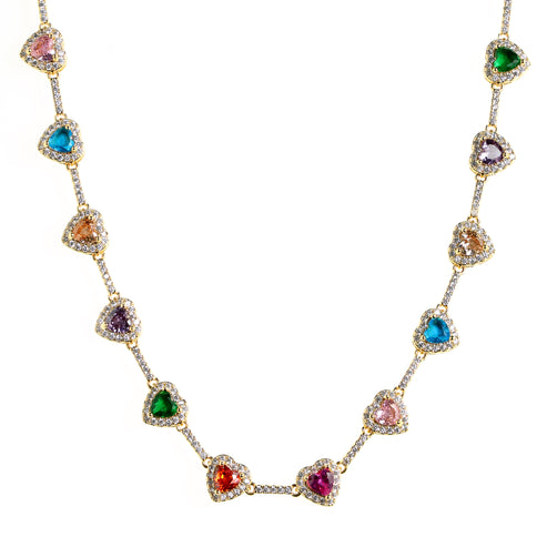 Collier en forme de cœur décoré de zircons synthétiques 