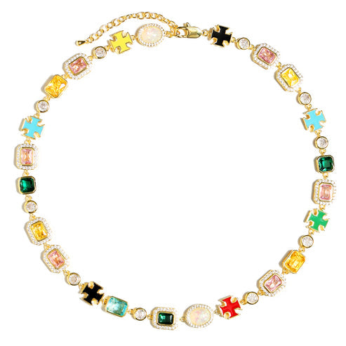Multi Gemstone Solstice Motif Necklace
