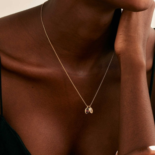 Collier personnalisé avec pierre de naissance en feuille d'or
