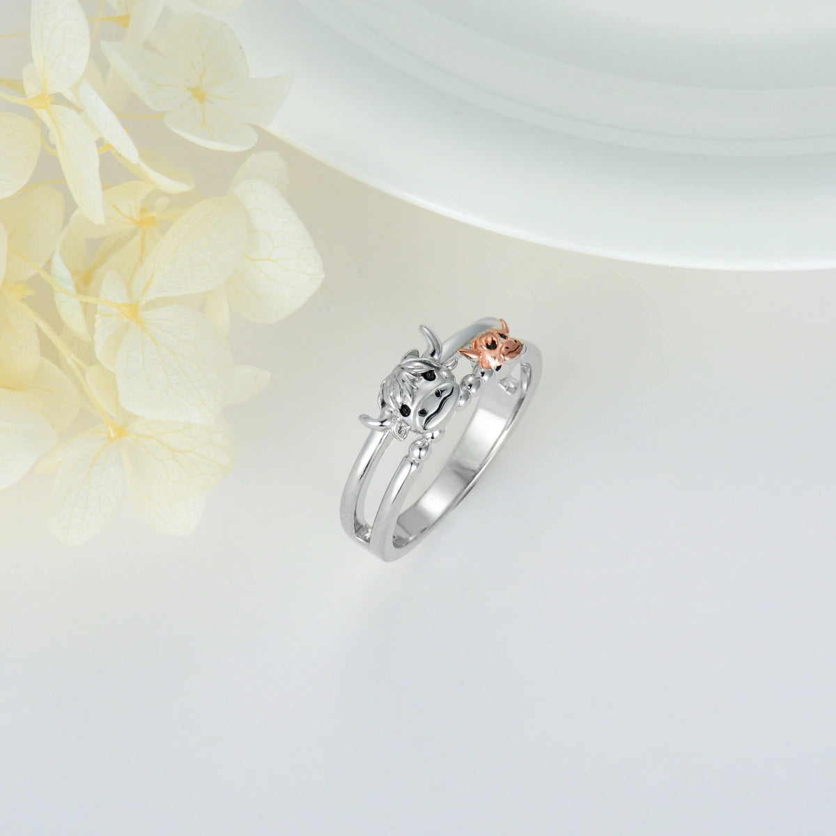 Bague vache des Highlands bicolore en argent sterling 925 2025 