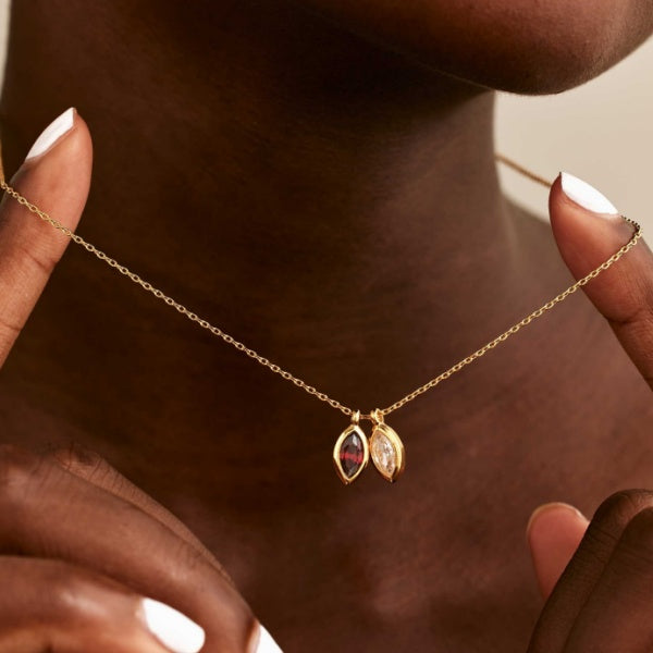 Collier personnalisé avec pierre de naissance en feuille d'or