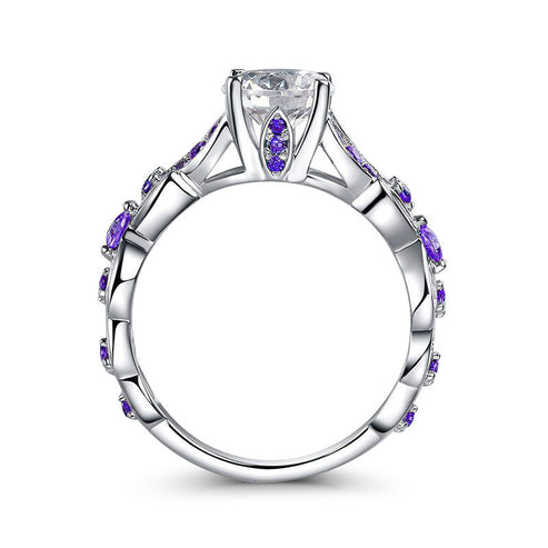 Bague en argent sterling à taille ronde avec motif papillon 