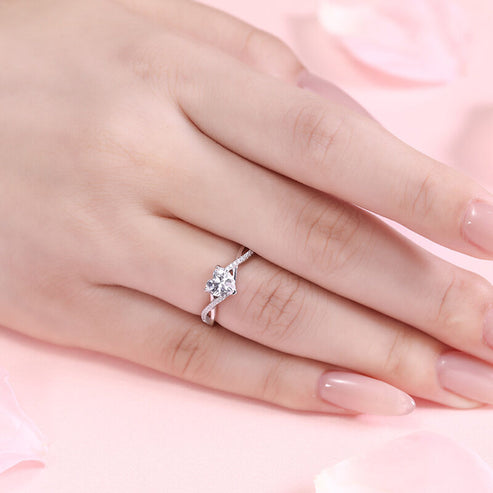 Bague en argent sterling à cœur torsadé 