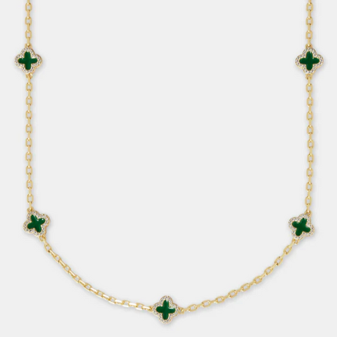 Collier Rolo en pierres précieuses avec motif en émail vert 