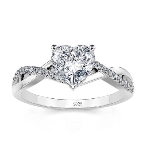 Bague en argent sterling à cœur torsadé 