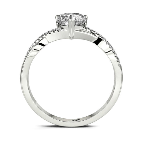 Bague en argent sterling à cœur torsadé 
