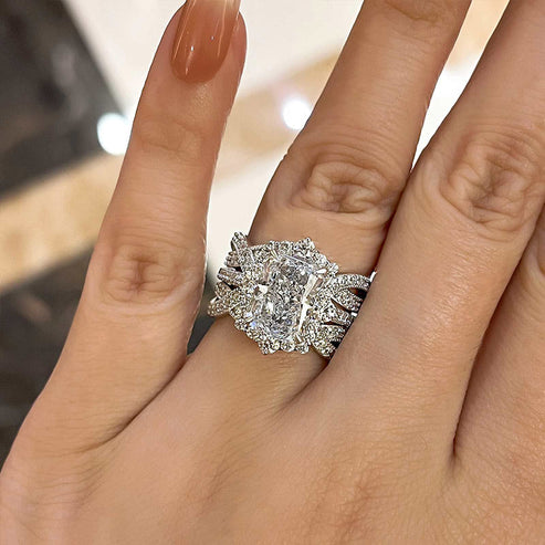 Bague vintage à insert taille radiant Halo 
