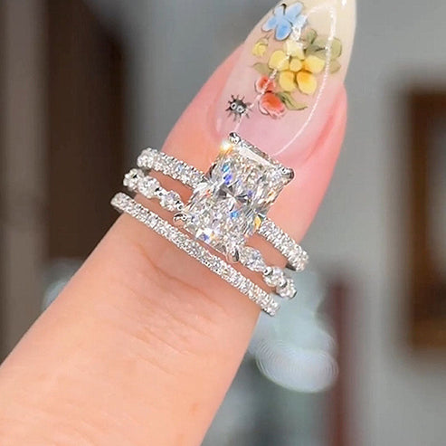 Ensemble de 3 bagues Noble Radiant Cut 