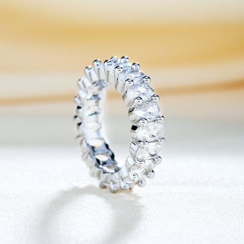 Gold Plated Oval Cubic Zirconia Love Ring