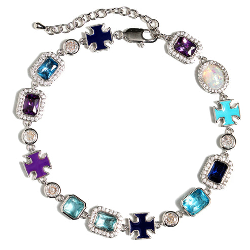 Blue Multi Gemstone Motif Bracelet
