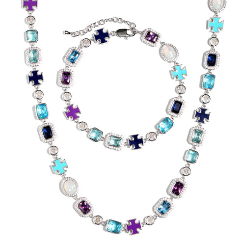 Blue Multi Gemstone Motif Set