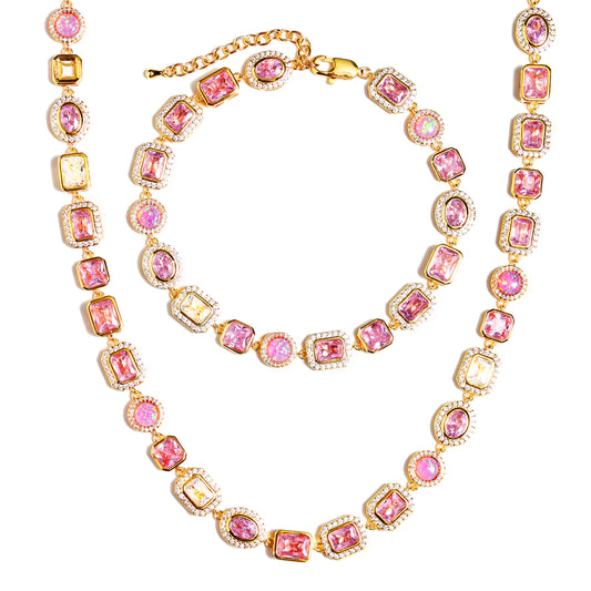 Collier Amour Solstice Rose en Pierres Précieuses 