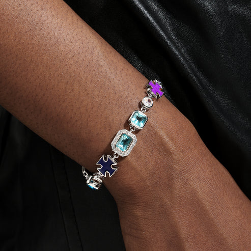 Blue Multi Gemstone Motif Bracelet