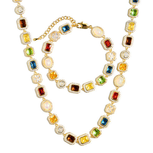 Motley Gemstone Necklace Set