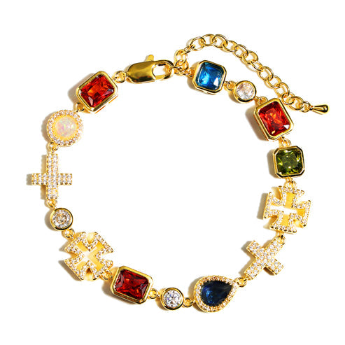 Multi Gemstone Cross Bracelet