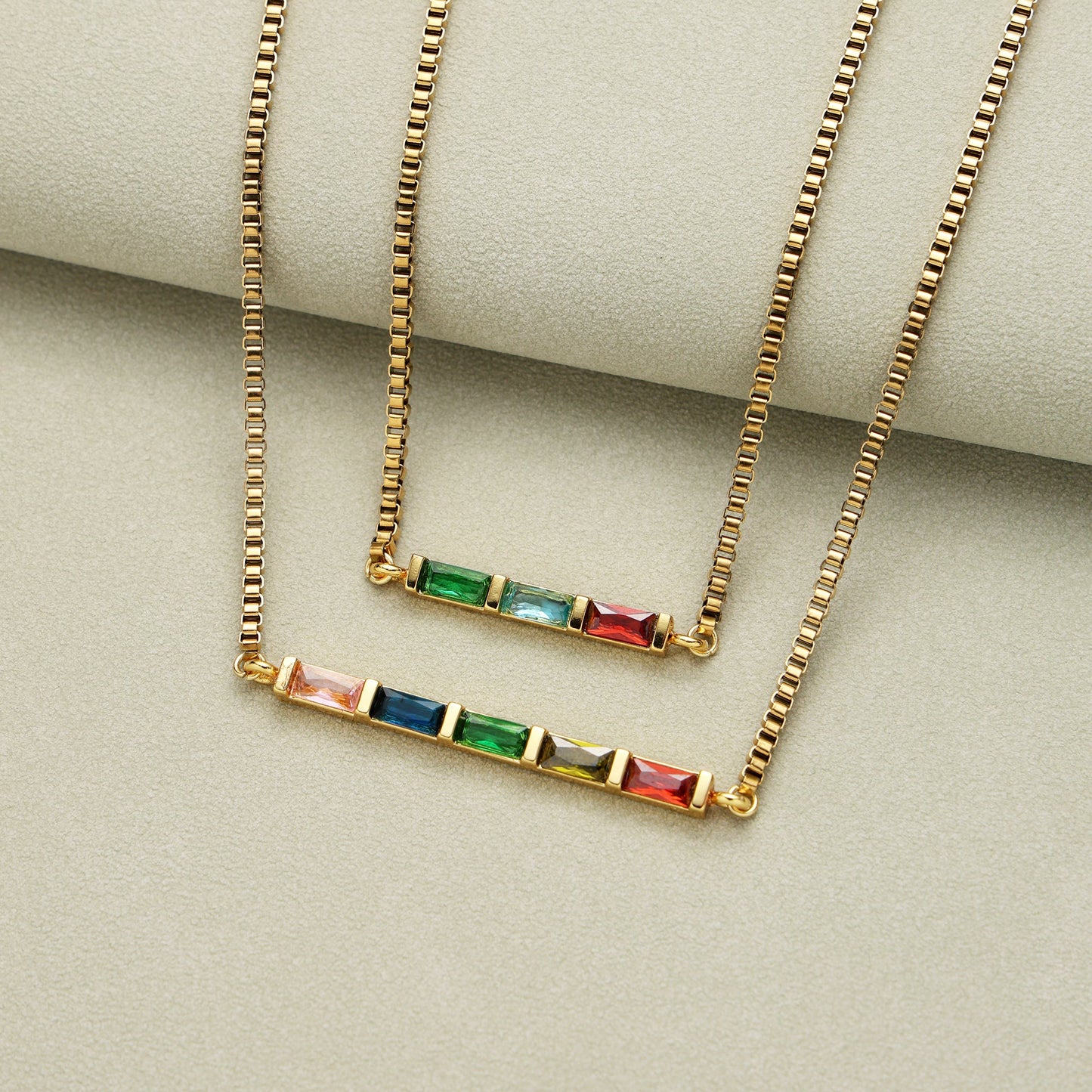 Baguette Birthstone Necklace