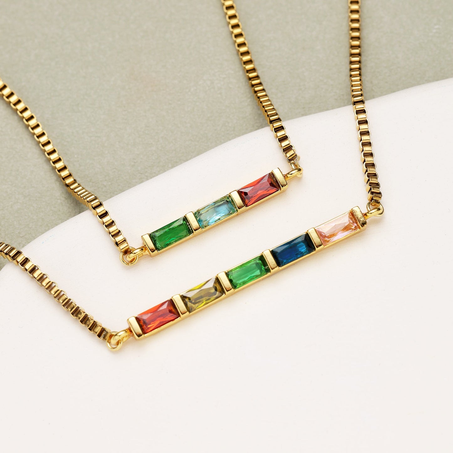 Baguette Birthstone Necklace