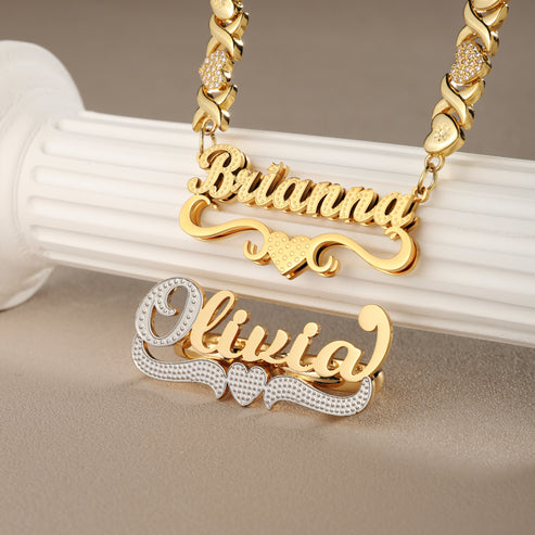 Custom Name Necklace & 2 Ring Set