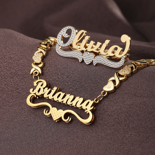 Custom Name Necklace & 2 Ring Set