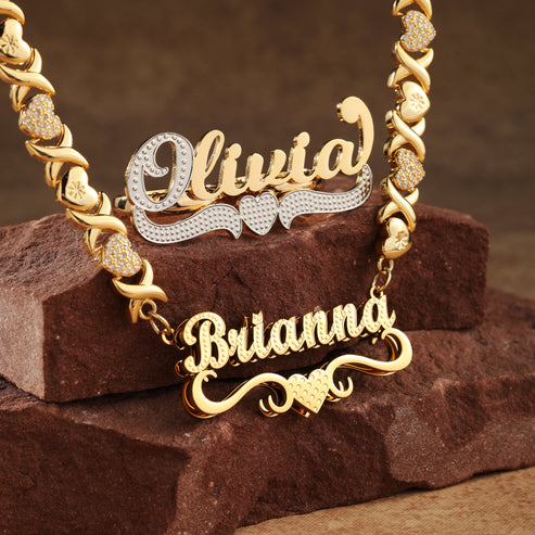Custom Name Necklace & 2 Ring Set
