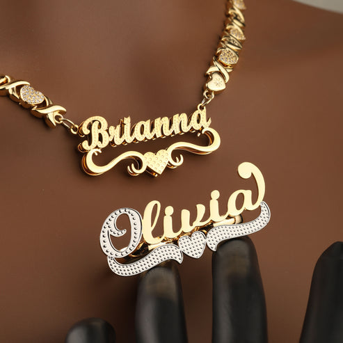 Custom Name Necklace & 2 Ring Set