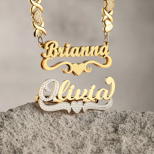 Custom Name Necklace & 2 Ring Set