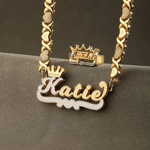Personalized Heart Accent Name Necklace & Ring Set