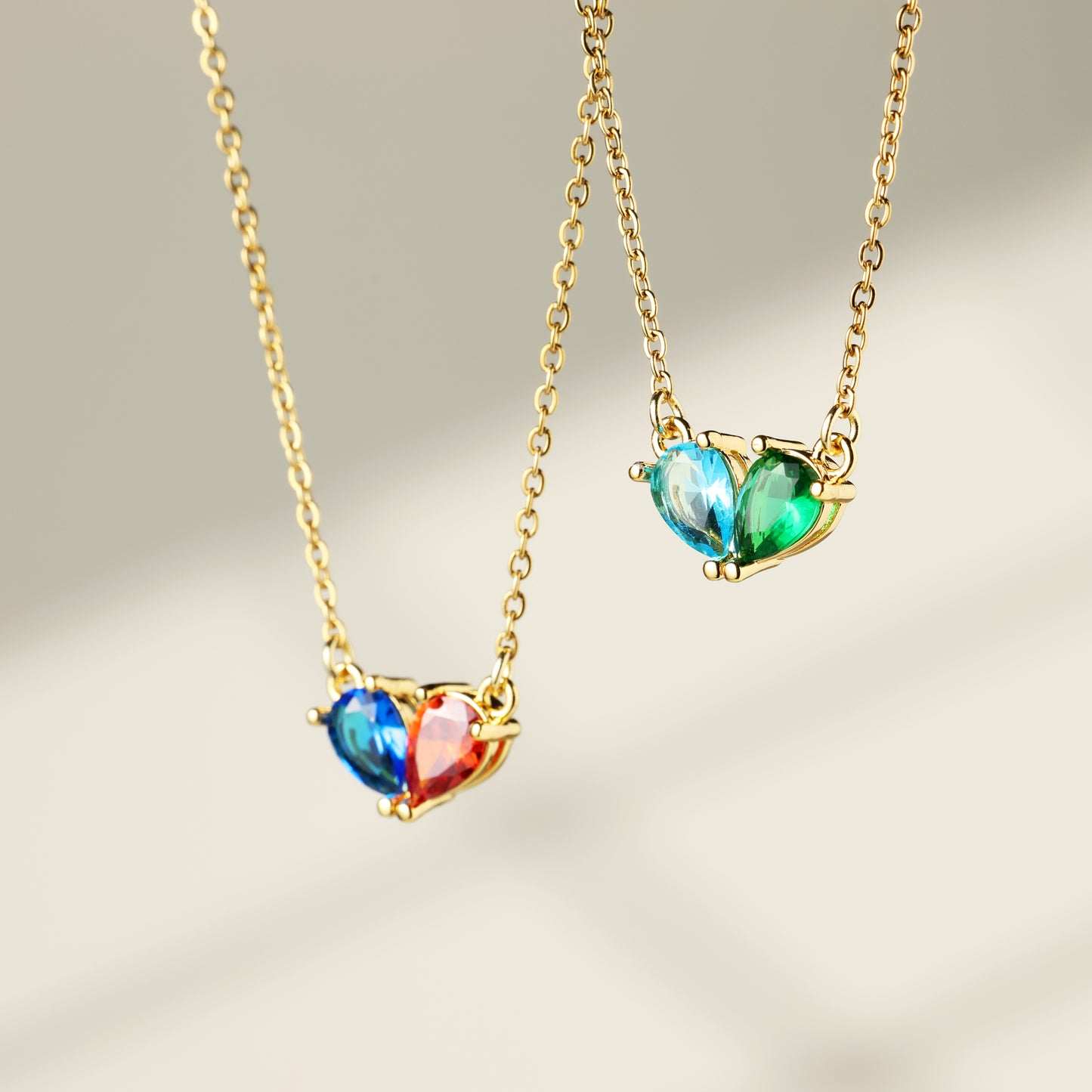 Collier cœur assorti avec pierre de naissance pour amoureux 