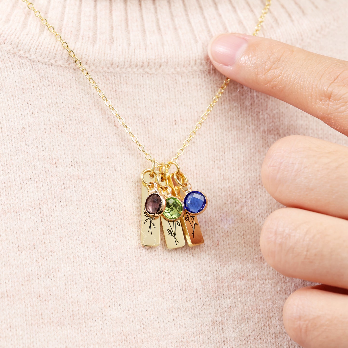 Multiple Initial Tag Necklace