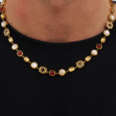 Collier en cristal rouge 🔻Pierres précieuses 