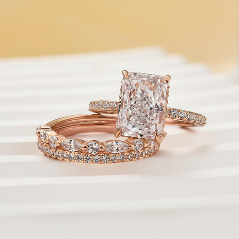 Ensemble de 3 bagues Noble Radiant Cut 