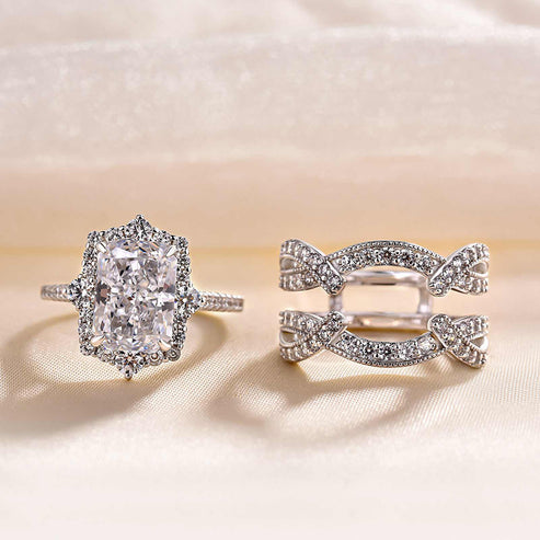 Bague vintage à insert taille radiant Halo 