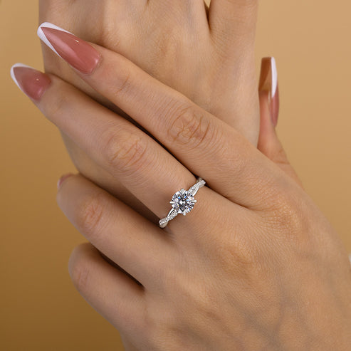 Bague de promesse taille ronde de 1,25 carat 