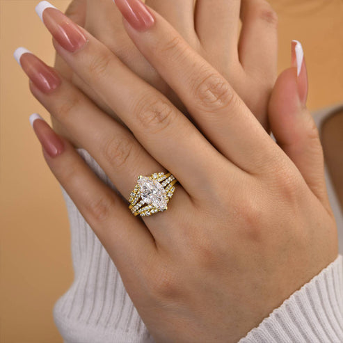 Marquise Two-in-one Cut Insert Ring Set