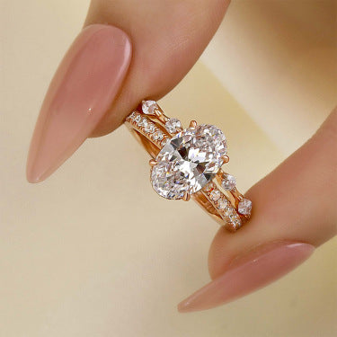 Oval Cut Engagement & Wedding Band Set