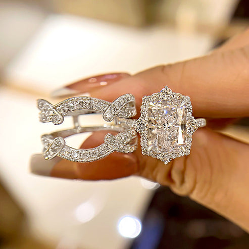 Bague vintage à insert taille radiant Halo 